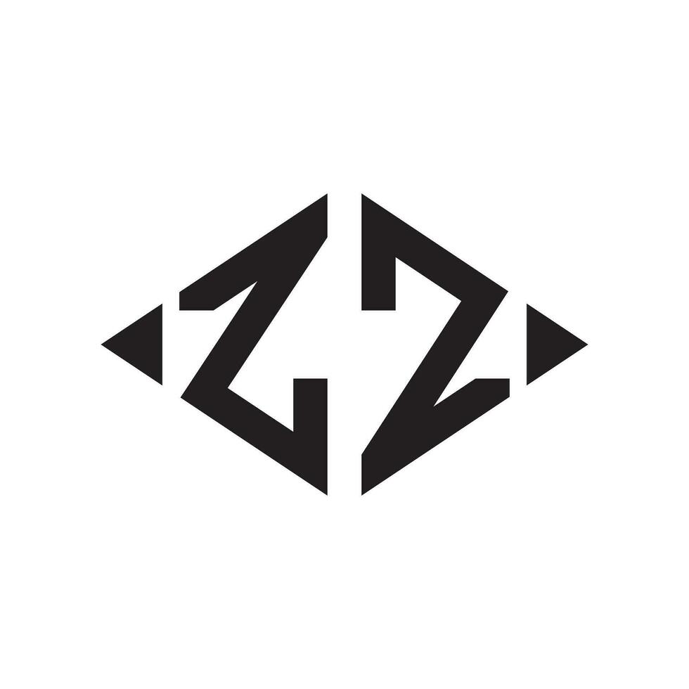 logotyp z romb utökad monogram 2 brev alfabet font logotyp logotyp broderi vektor