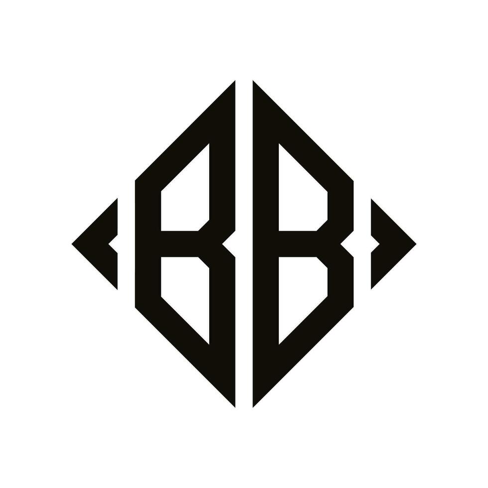 logotyp b. romb monogram 2 brev alfabet font logotyp logotyp broderi vektor