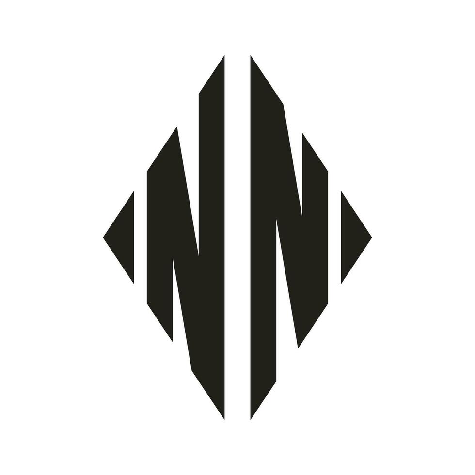 Logo n kondensiert Rhombus Monogramm 2 Briefe Alphabet Schriftart Logo Logo Stickerei vektor