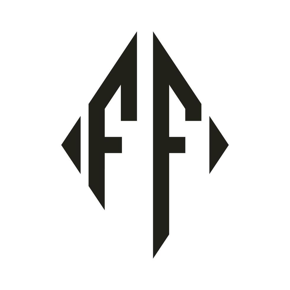 logotyp f komprimerad romb monogram 2 brev alfabet font logotyp logotyp broderi vektor