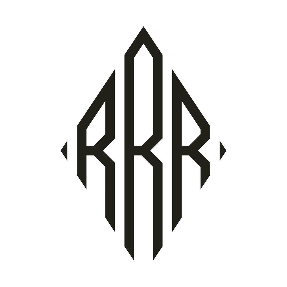 logotyp r komprimerad romb monogram 3 brev alfabet font logotyp logotyp broderi vektor