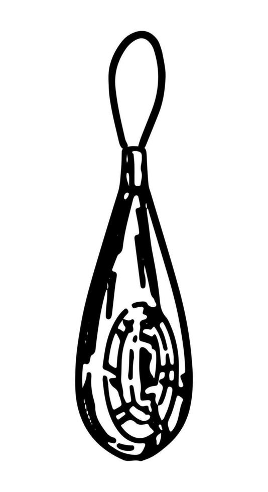 Gekritzel von Glas Flitter auf Schleife. Gliederung Zeichnung von Weihnachten Baum Dekoration. Hand gezeichnet Vektor Illustration. Single Clip Art isoliert auf Weiß.