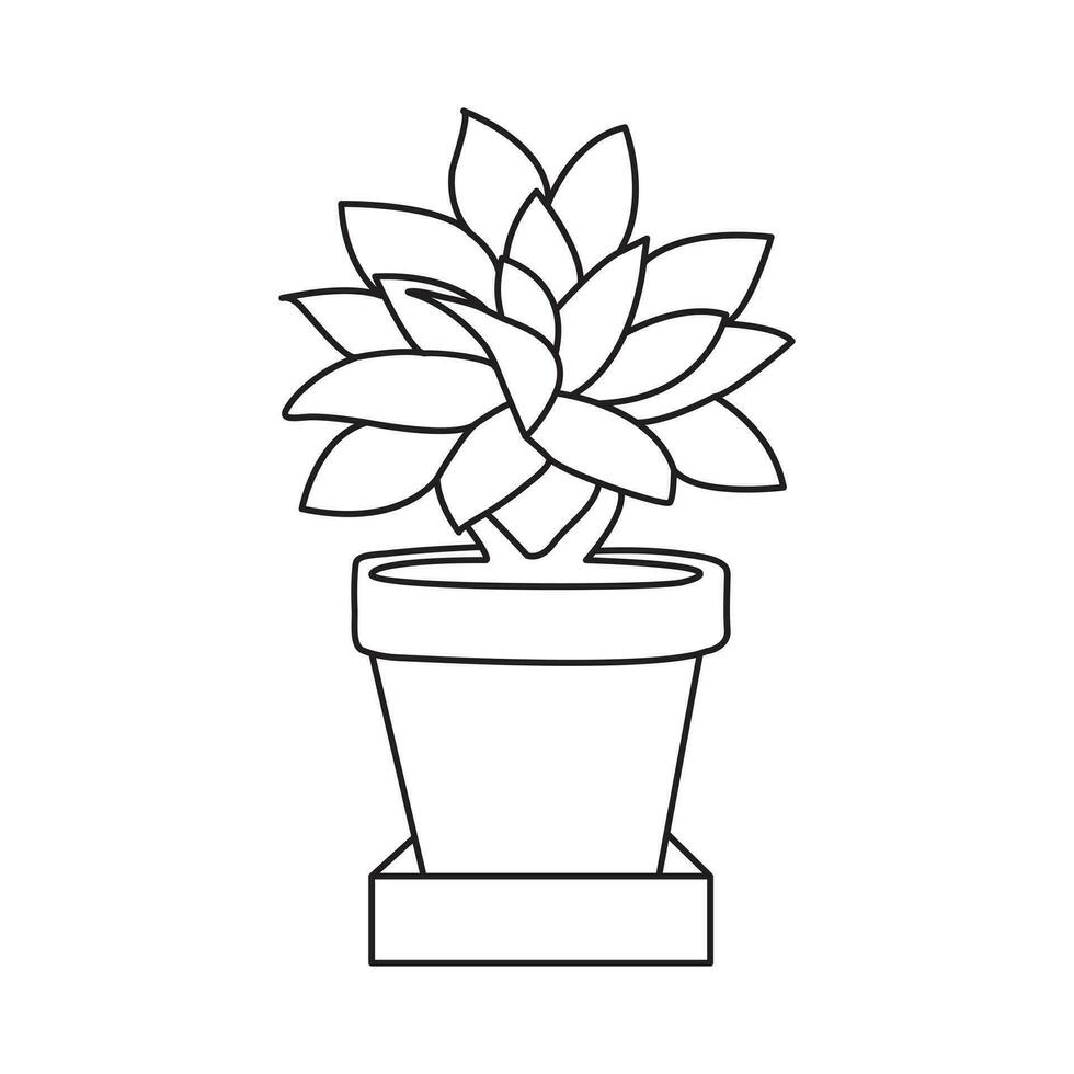 kontinuerlig linje teckning av krukväxt i en pott vektor