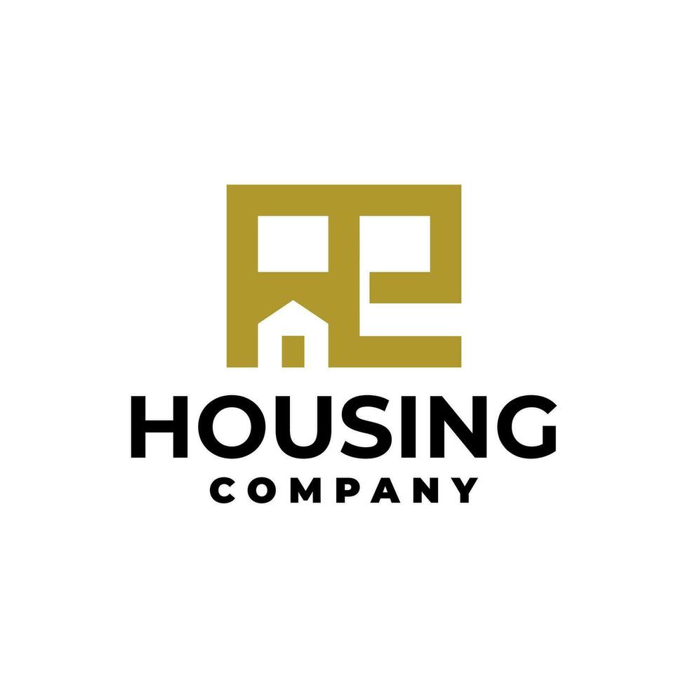 brev en och e med hus form logotyp för verklig egendom företag eller några företag relaterad till hus. vektor