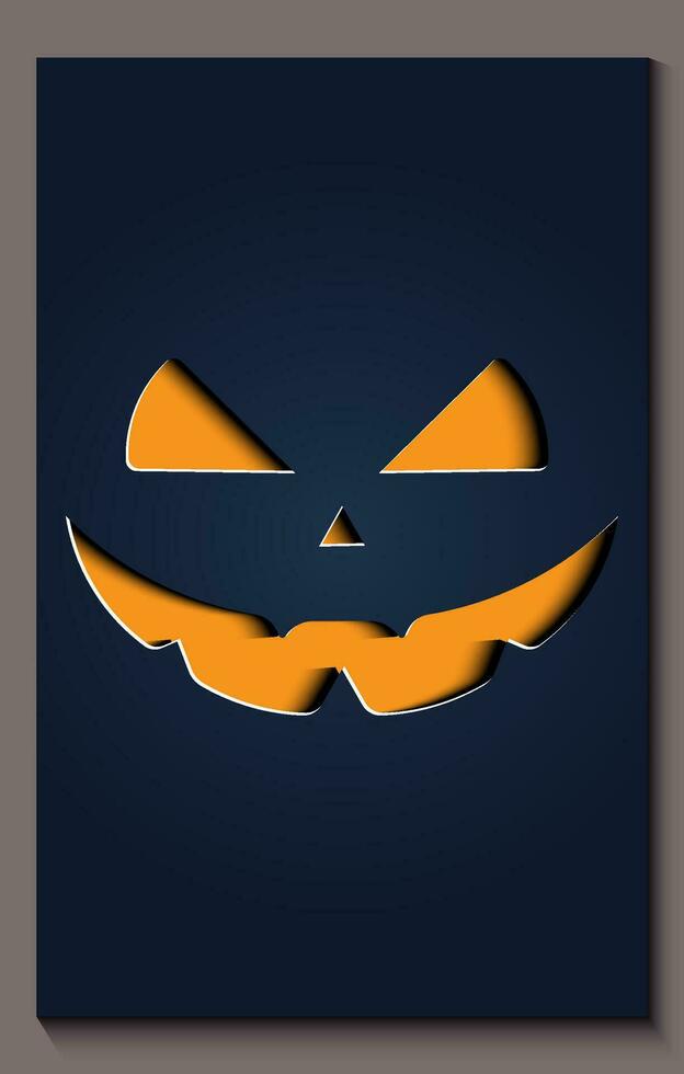 einfach Halloween Kürbis Lächeln Ausdrücke im Papier Schnitt Stil zum Poster oder Broschüre. vektor