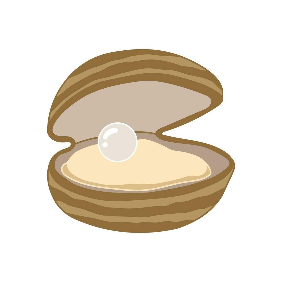 tecknad serie vektor illustration ostron med en pärla ikon isolerat på vit bakgrund