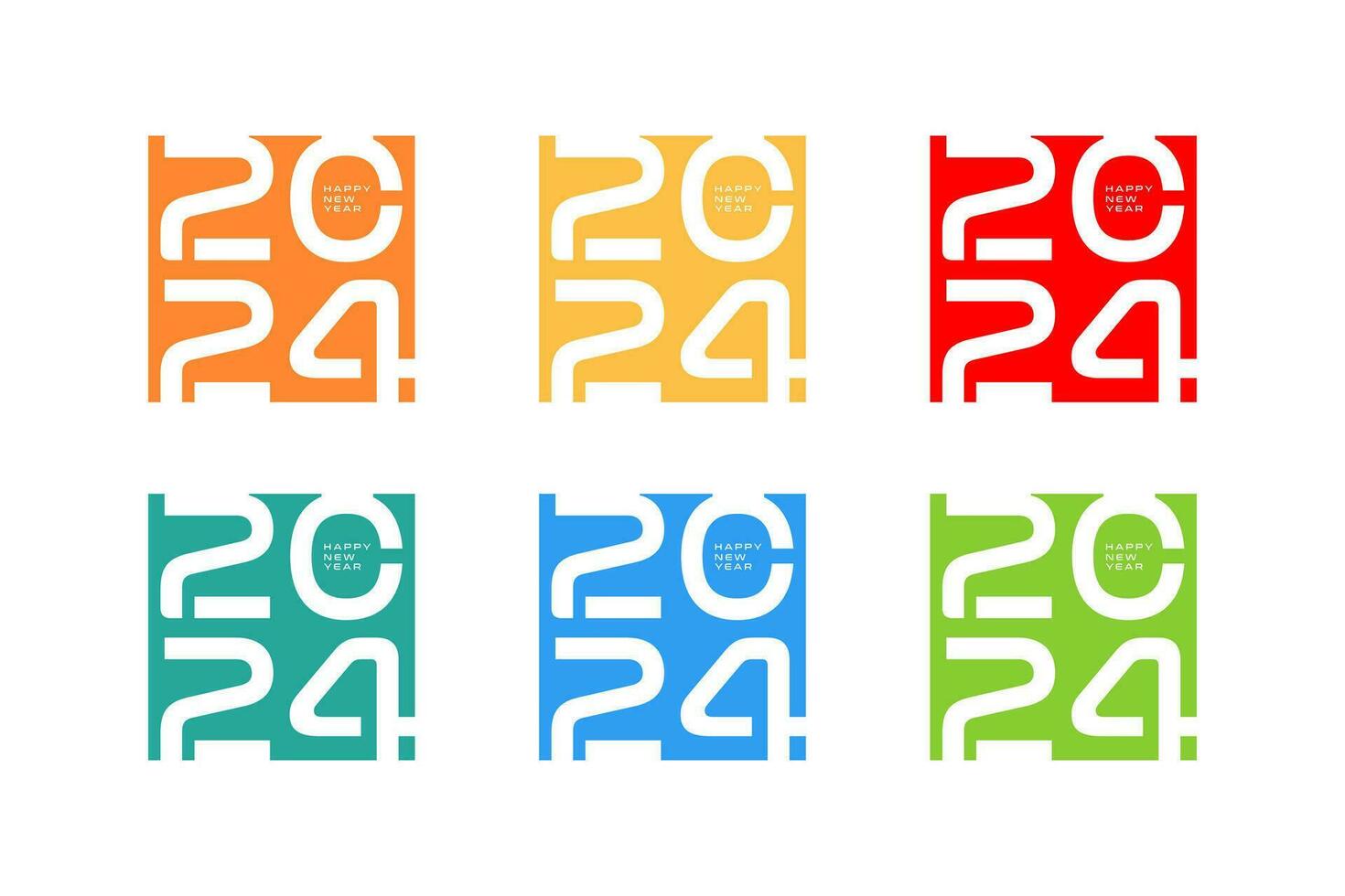 2024 ny år logotyp design, med stympad och färgrik tal i affisch stil vektor