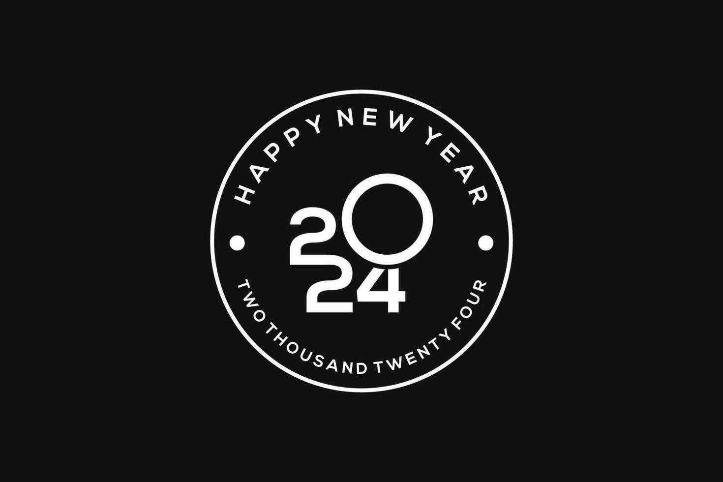 2024 Neu Jahr Logo Design, mit einzigartig Zahlen Innerhalb Kreis auf schwarz Hintergrund vektor