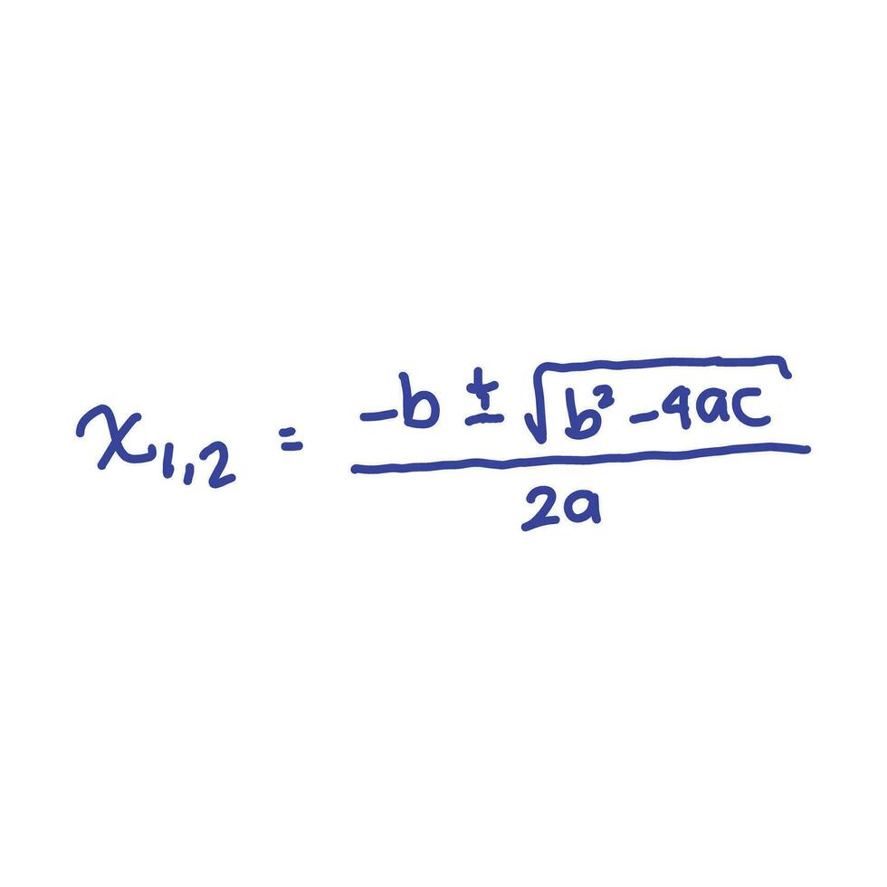 ABC Formel. einer Weg zu bestimmen das Wurzeln von ein quadratisch Gleichung. mathematisch Formeln. Vektor Illustration. isoliert auf Weiß Hintergrund.