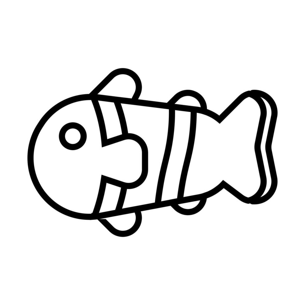 clown fisk ikon, tecken, symbol i linje stil vektor