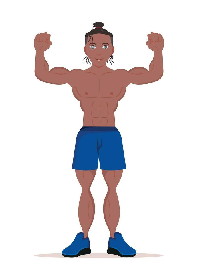 Bodybuilder muskulös Mann Vektor Illustration. jung Fitness Mann isoliert auf Weiß Hintergrund