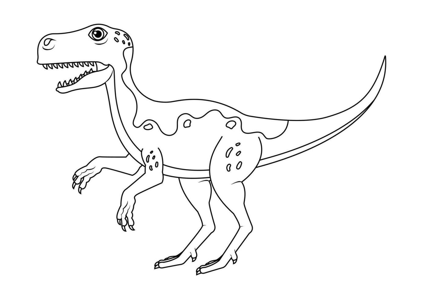 schwarz und Weiß Raubvogel Dinosaurier Karikatur Charakter Vektor. Färbung Seite von ein Raubvogel Dinosaurier vektor