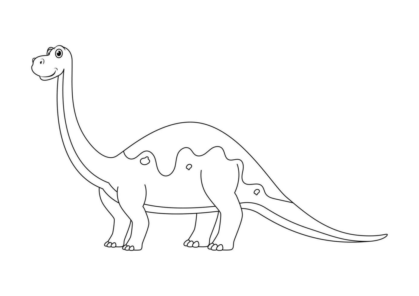 svart och vit brontosaurus dinosaurie tecknad serie karaktär vektor. färg sida av en brontosaurus dinosaurie vektor