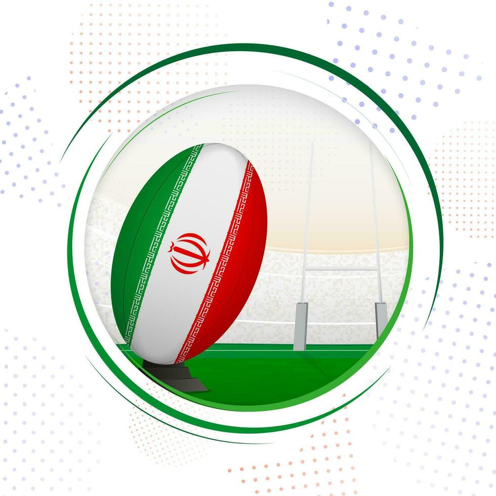 flagga av iran på rugby boll. runda rugby ikon med flagga av iran. vektor