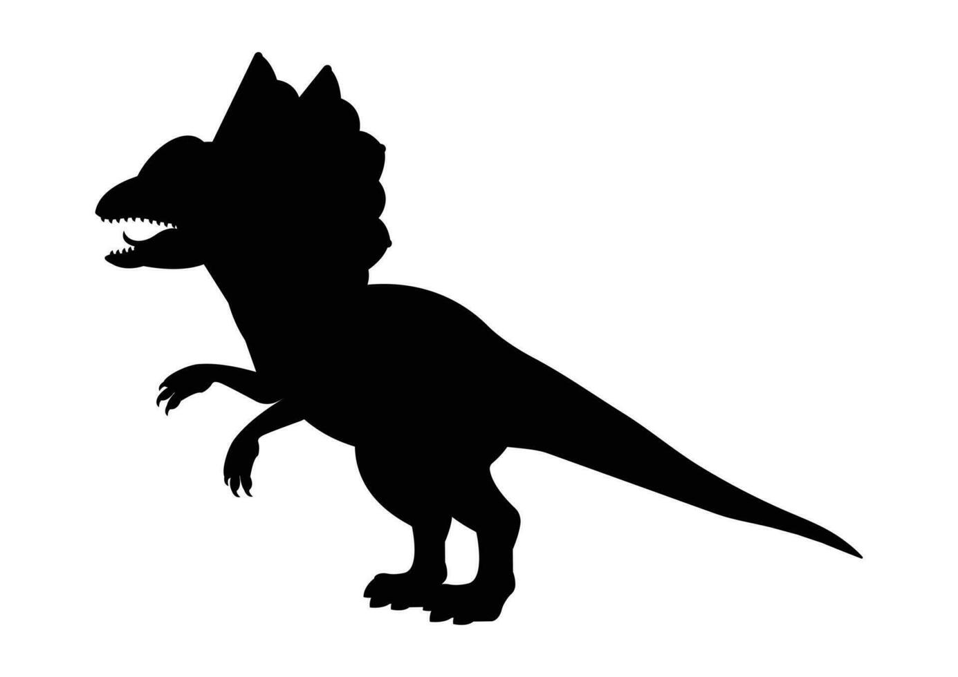 Dilophosaurus Dinosaurier Silhouette Vektor isoliert auf Weiß Hintergrund