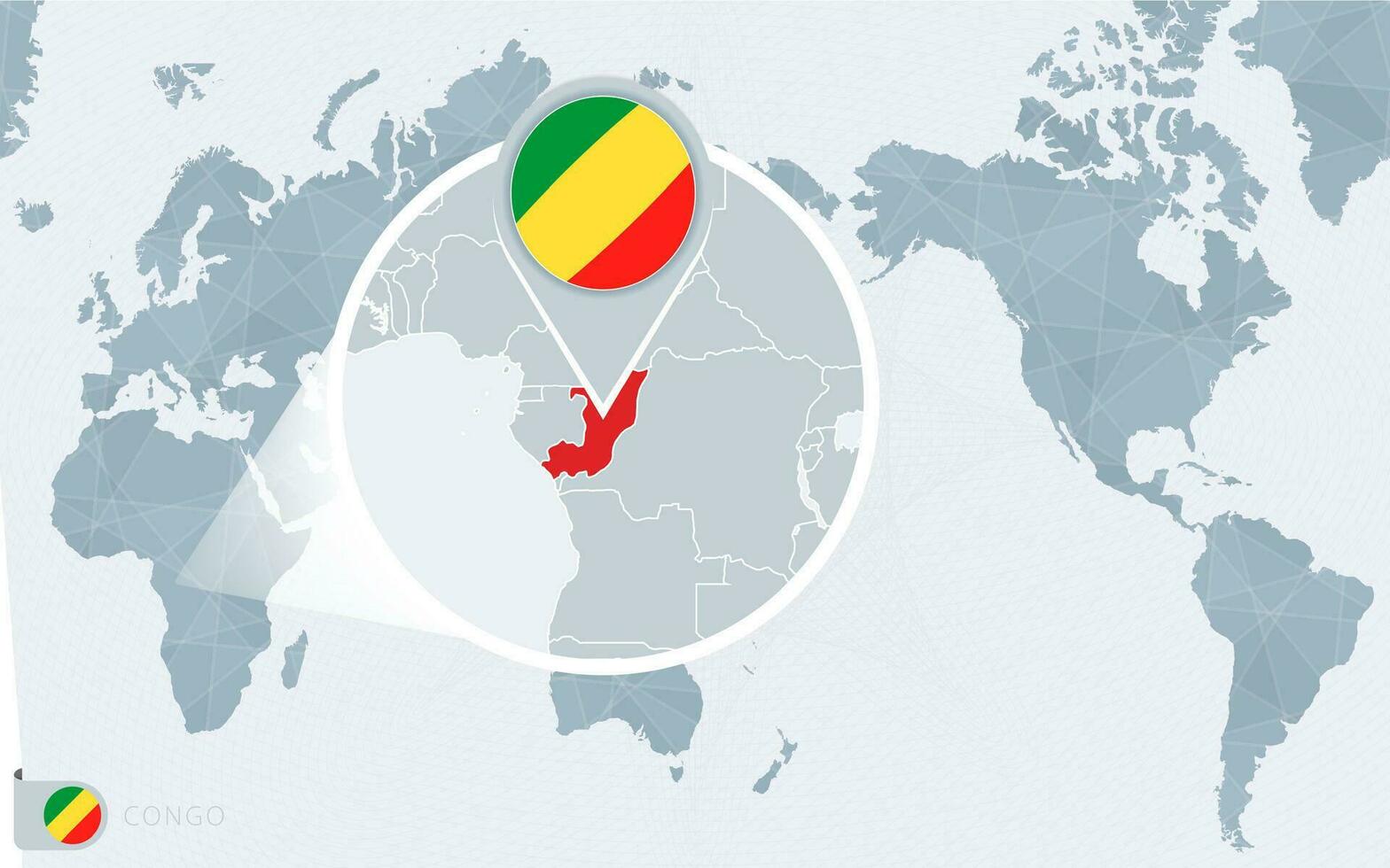 pacific centrerad värld Karta med förstorade Kongo. flagga och Karta av Kongo. vektor