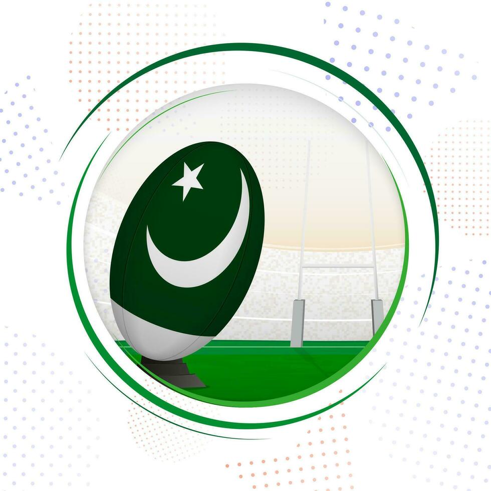 Flagge von Pakistan auf Rugby Ball. runden Rugby Symbol mit Flagge von Pakistan. vektor