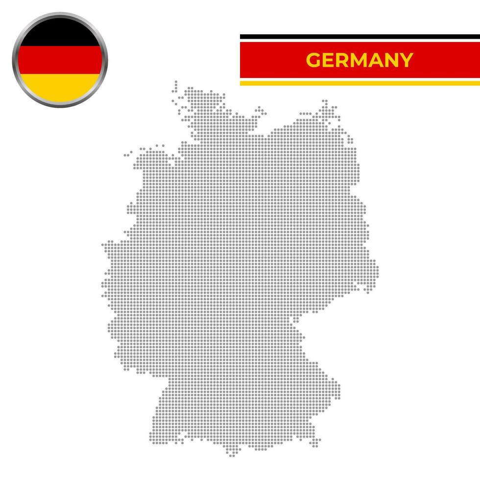 gepunktet Karte von Deutschland mit kreisförmig Flagge vektor