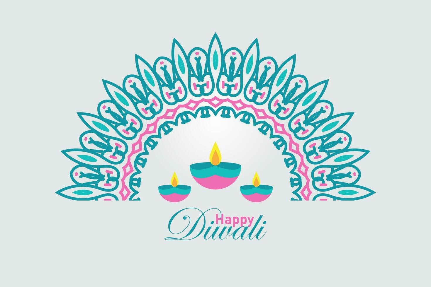 Lycklig diwali. bakgrund med diwali blomma element och mandala vektorer