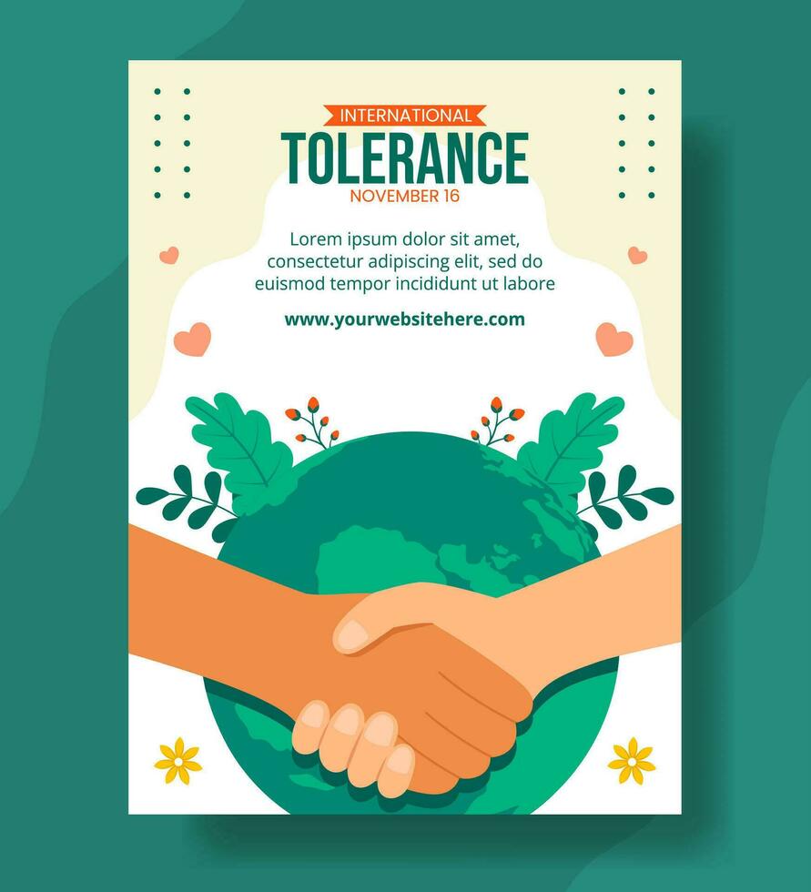 dag för tolerans vertikal affisch platt tecknad serie hand dragen mallar bakgrund illustration vektor