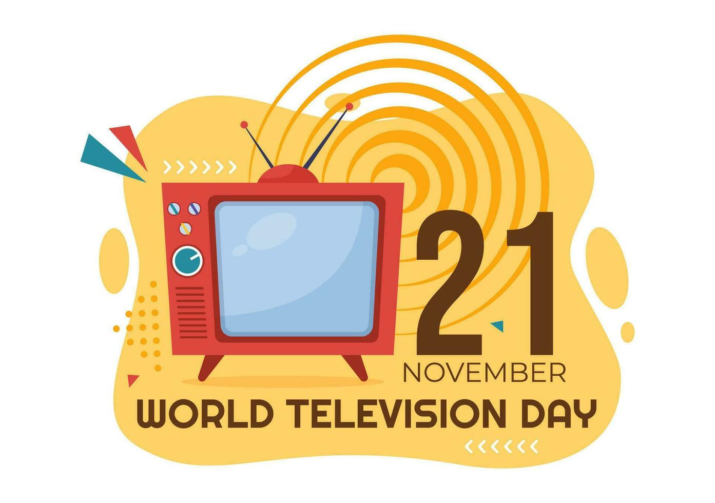 Welt Fernsehen Tag Vektor Illustration auf November 21 mit Fernseher zum Netz Banner oder Poster im eben Karikatur Hintergrund Design