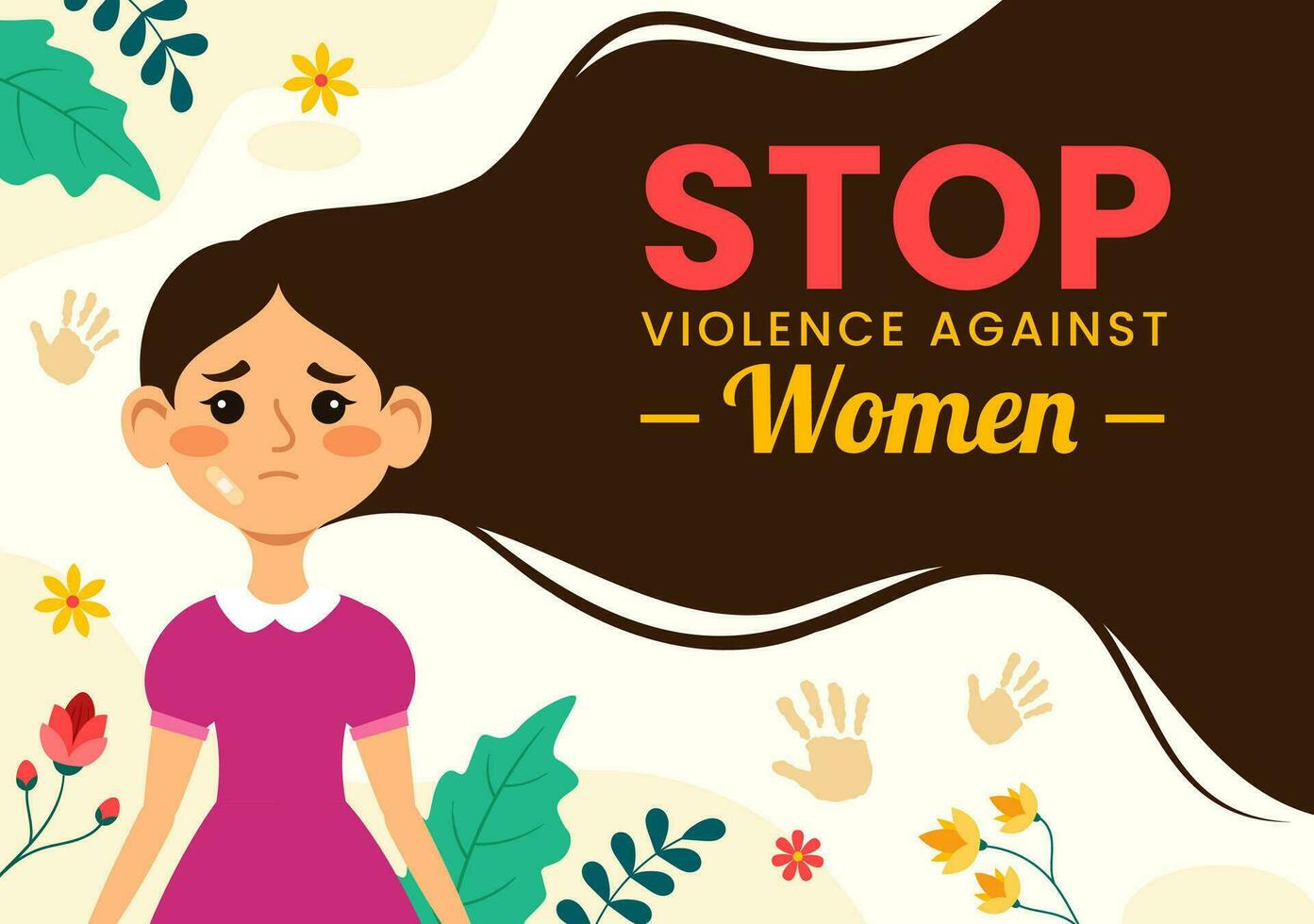 International Tag zum das Beseitigung von Gewalt gegen Frauen Vektor Illustration auf 25 November mit Mädchen und Blume Hintergrund Karikatur Design
