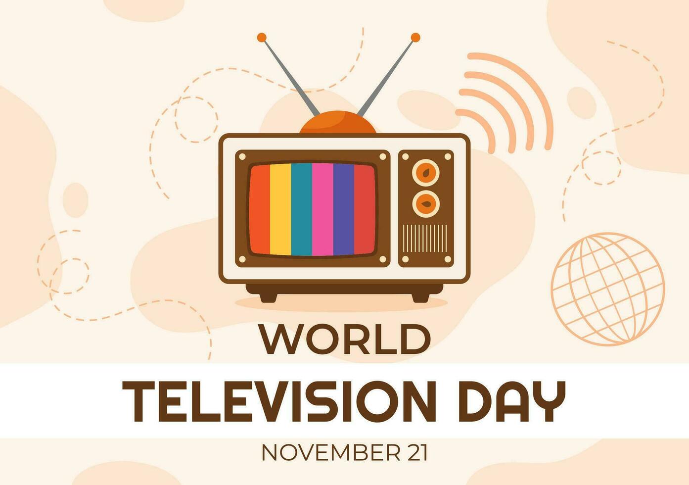 värld tv dag vektor illustration på november 21 med TV för webb baner eller affisch i platt tecknad serie bakgrund design