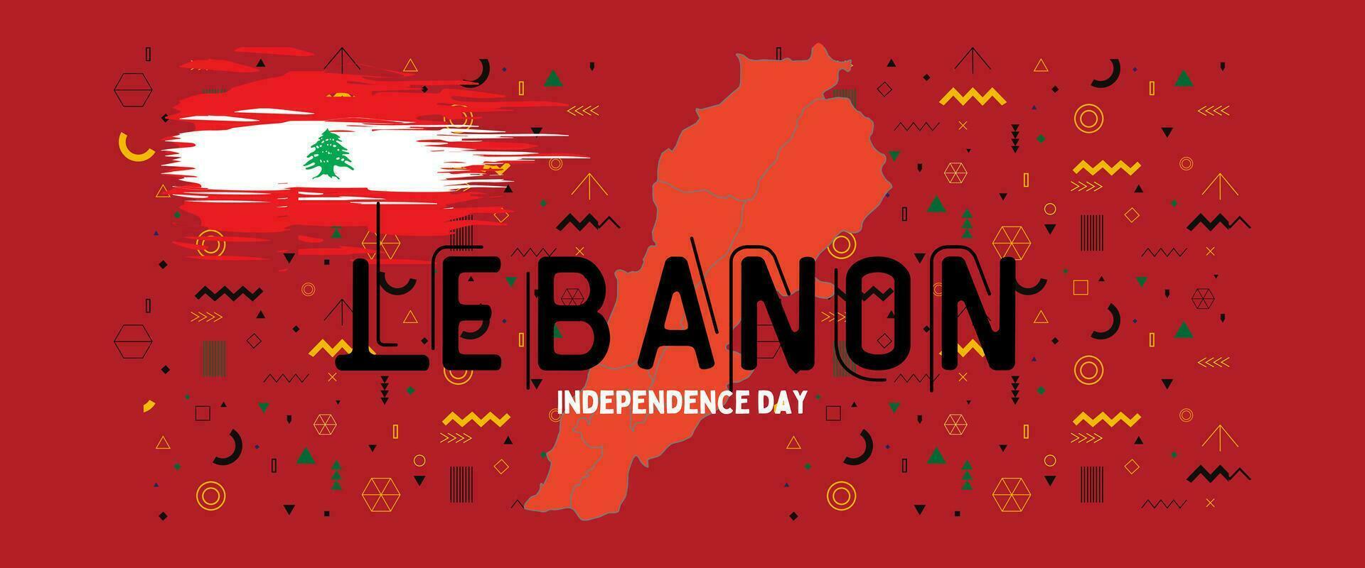 libanon nationell dag för oberoende dag årsdag, med Kartor av libanon och bakgrund av flagga Libanon. vektor