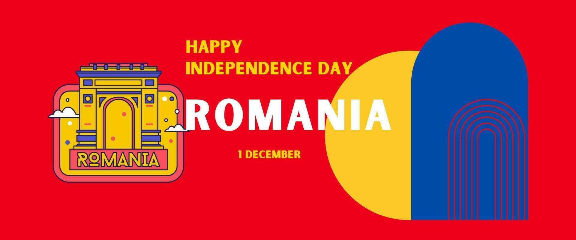 rumänien nationell dag för oberoende dag årsdag, med Kartor av rumänien och bakgrund av flagga Rumänien. december 1 vektor