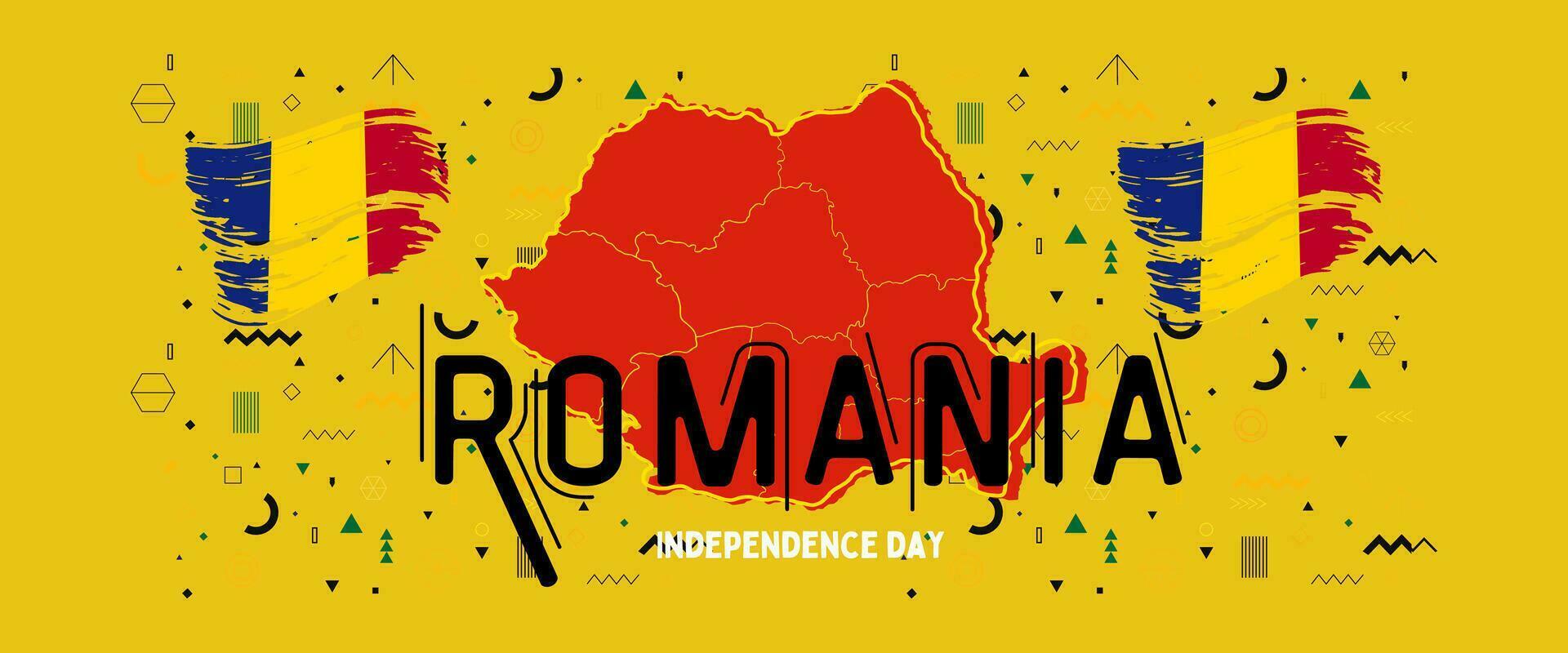 Rumänien National Tag zum Unabhängigkeit Tag Jubiläum, mit Karten von Rumänien und Hintergrund von Flagge Rumänien. Dezember 1 vektor