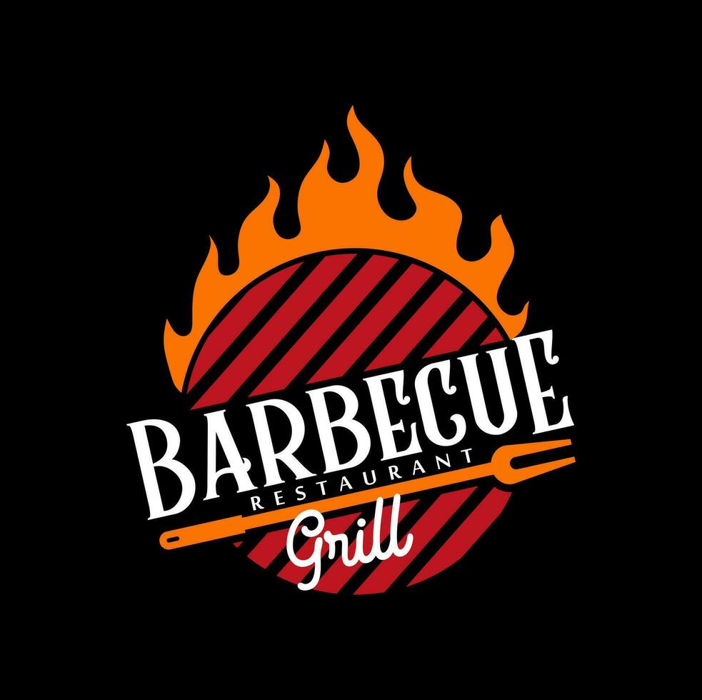 Grill Grill Logo Jahrgang. retro gegrillt Grill Essen Vektor Illustration