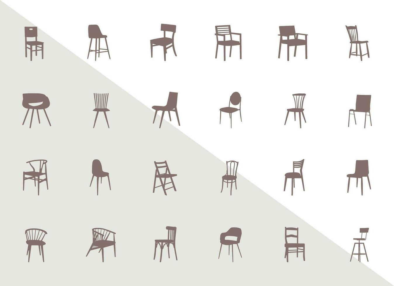 trä- stolar silhuett, stol silhuetter, trä- modern stolar silhuett vektor