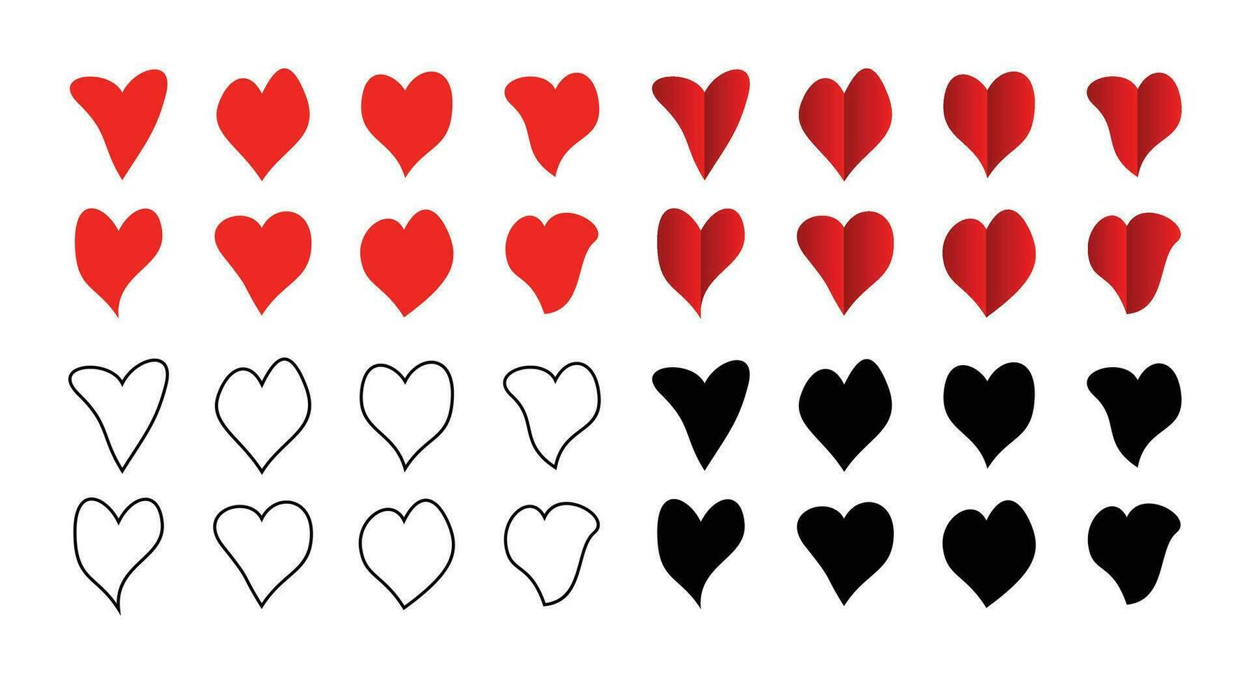 uppsättning av kärlek symbol ikoner, vektor illustration av hjärta. isolerat på vit bakgrund.