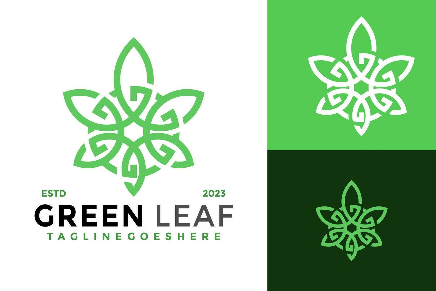 brev g grön blad logotyp design vektor symbol ikon illustration