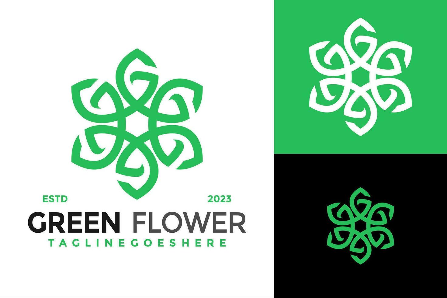 brev g grön blomma blad logotyp design vektor symbol ikon illustration