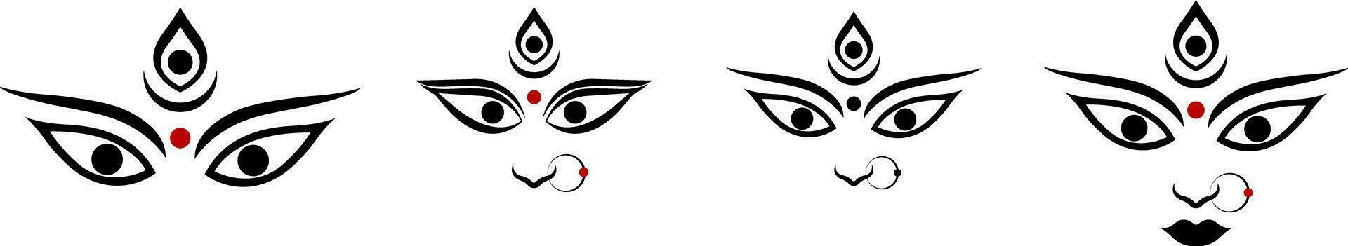 Durga Gesicht Illustration zum das glücklich Durga Puja Feier vektor