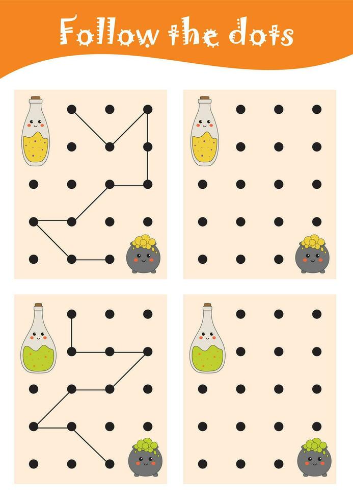 halloween förskola arbetsblad. halloween tryckbar spårning, handstil, färg aktiviteter för småbarn, dagis, hemundervisning. förskola pedagogisk spel, inlärning skrivning sida. vektor