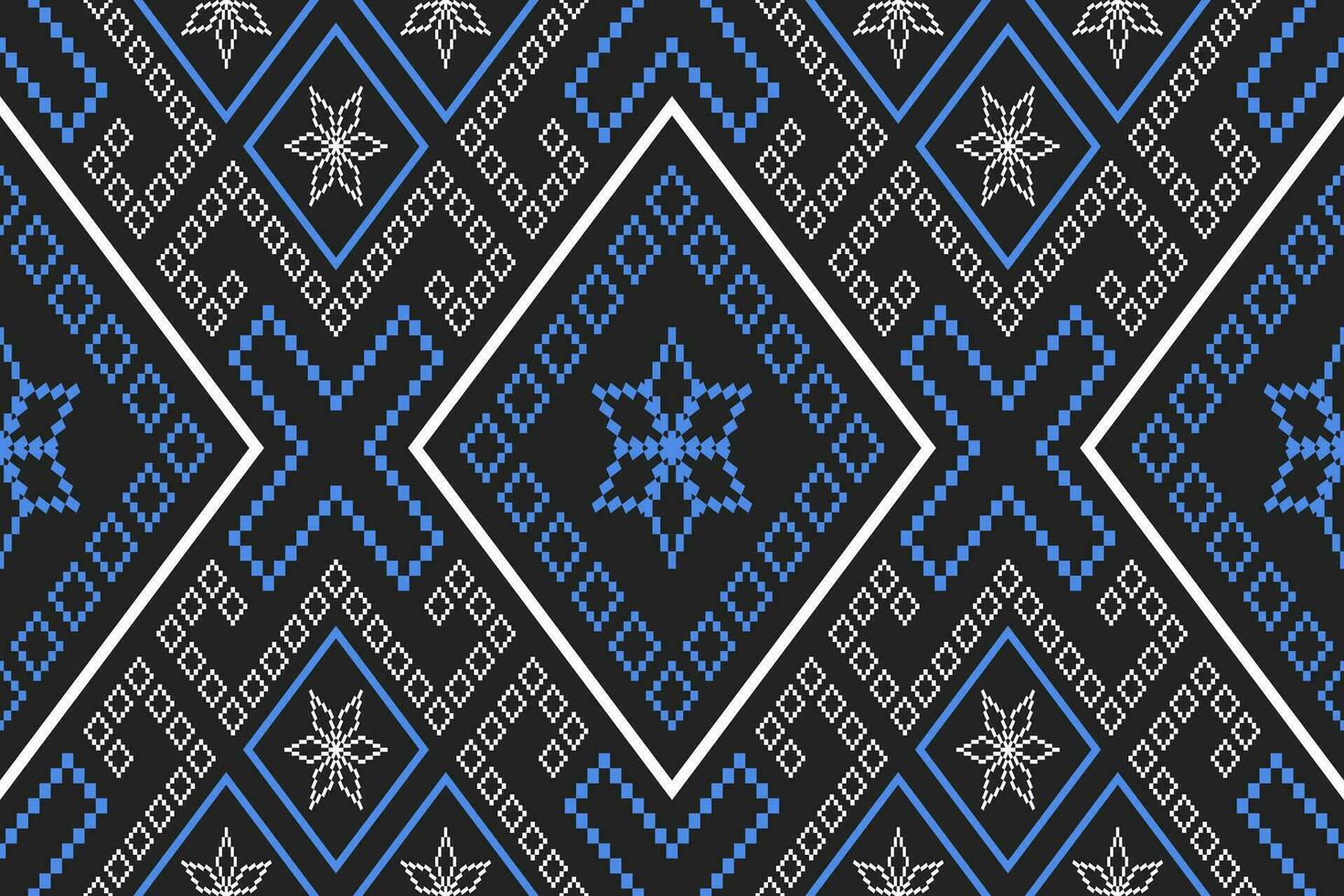 Indigo Marine Blau geometrisch traditionell ethnisch Muster Ikat nahtlos Muster Rand abstrakt Design zum Stoff drucken Stoff Kleid Teppich Vorhänge und Sarong aztekisch afrikanisch indisch indonesisch vektor