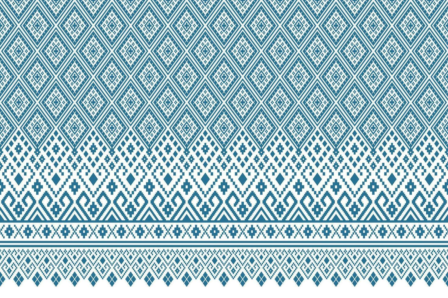 Indigo Marine Blau geometrisch traditionell ethnisch Muster Ikat nahtlos Muster Rand abstrakt Design zum Stoff drucken Stoff Kleid Teppich Vorhänge und Sarong aztekisch afrikanisch indisch indonesisch vektor