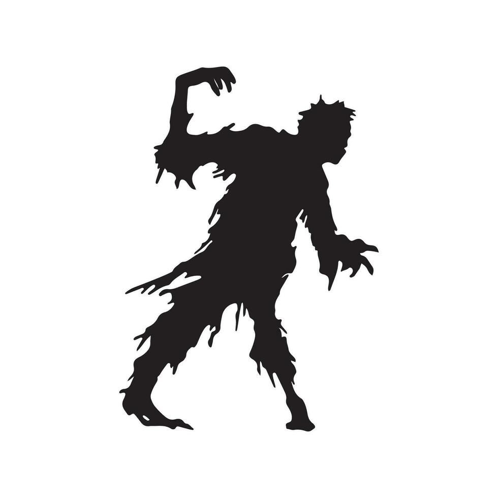 skrämmande zombie halloween design med siluet stil och svart och vit Färg vektor
