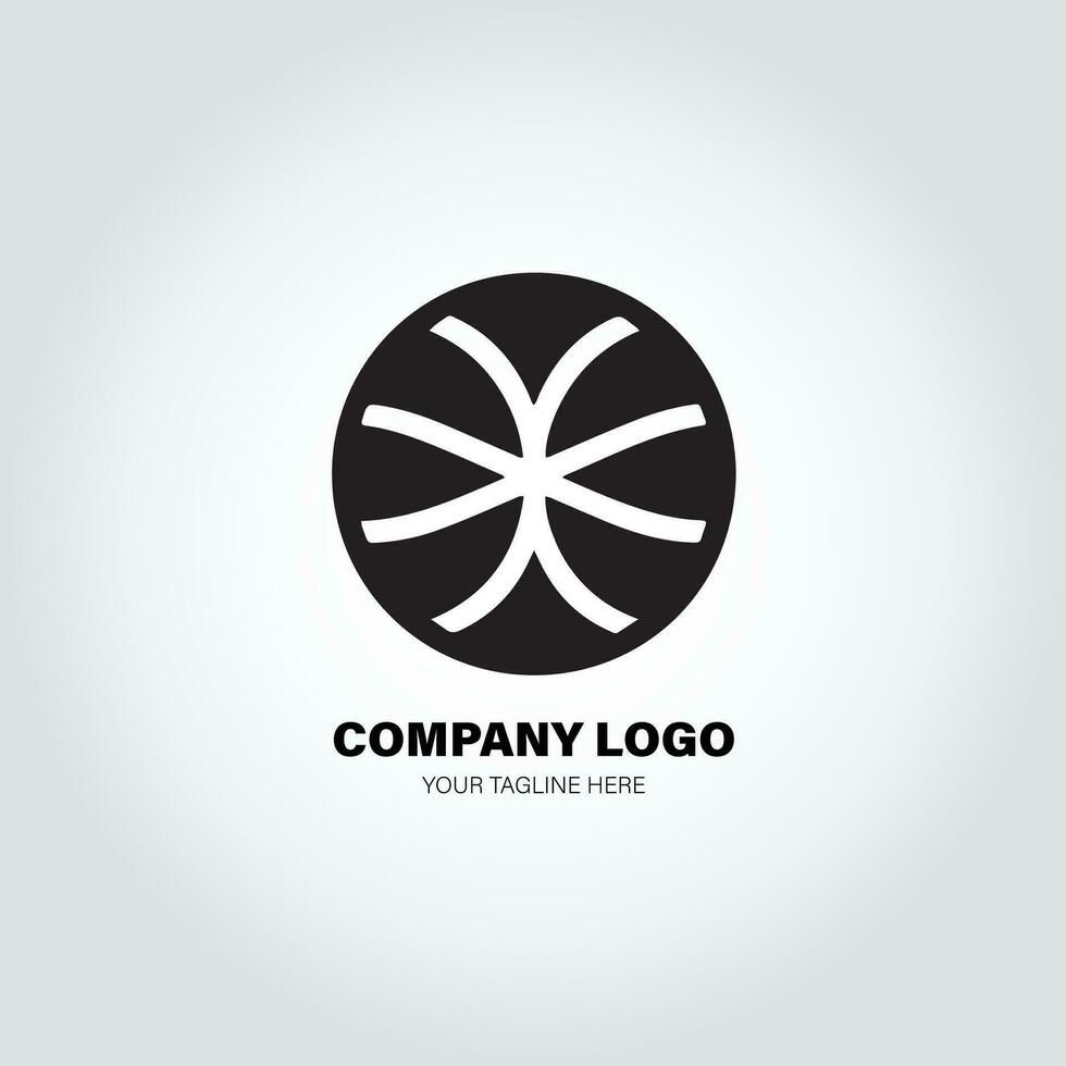 Unternehmen Logo mit schwenken Formen, im das Stil von minimalistisch einfarbig, schwarz und Weiss, einfach, Schablone Design Stil vektor