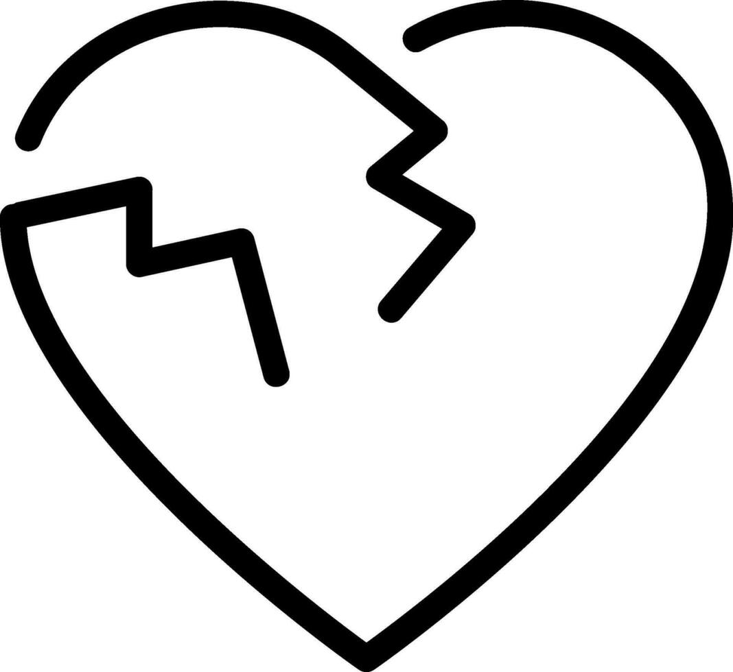 bruten hjärta linje ikon vektor