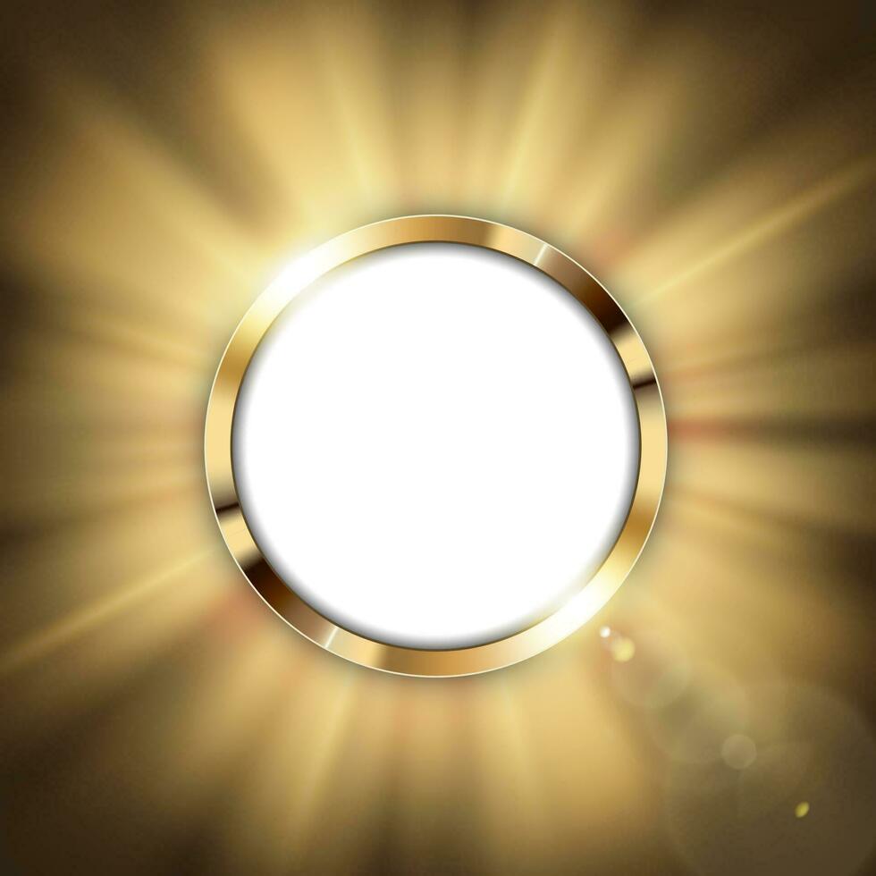 metallisch Gold Ring mit Text Raum und Licht beleuchtet, Vektor Illustration