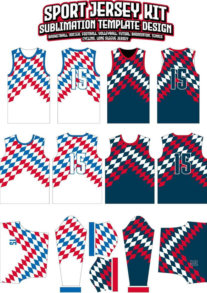 kvadrater plattor jersey design sportkläder layout mall vektor
