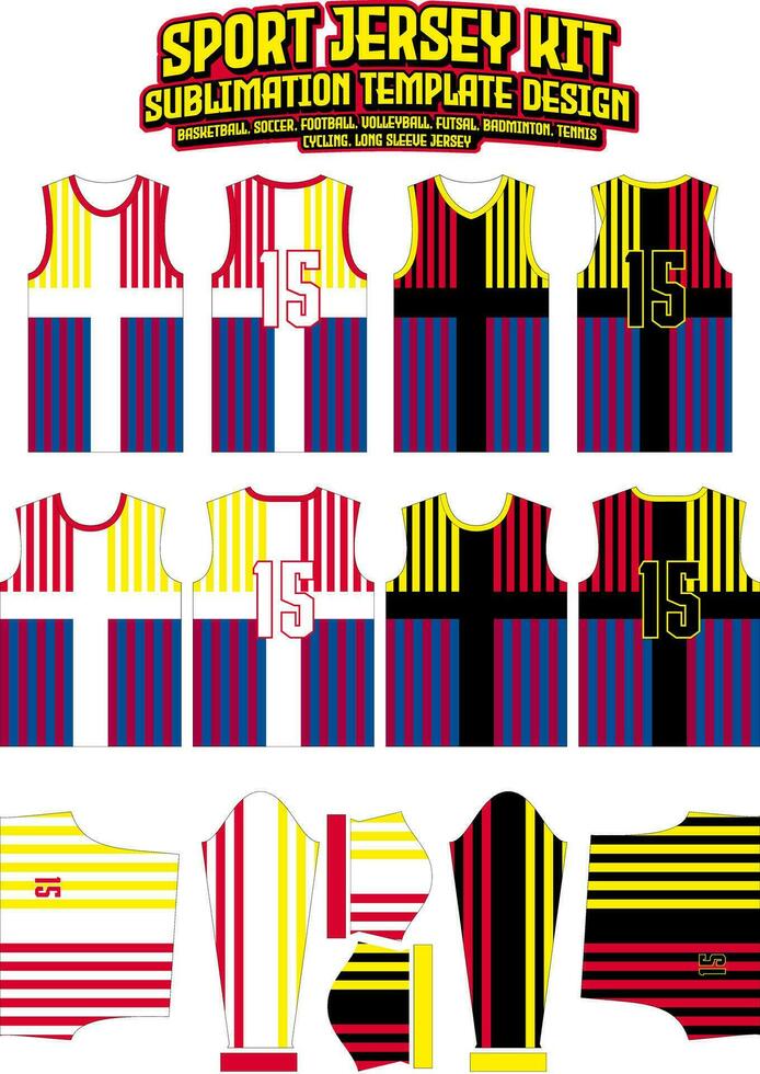 vertikal Ränder jersey design sportkläder layout mall vektor