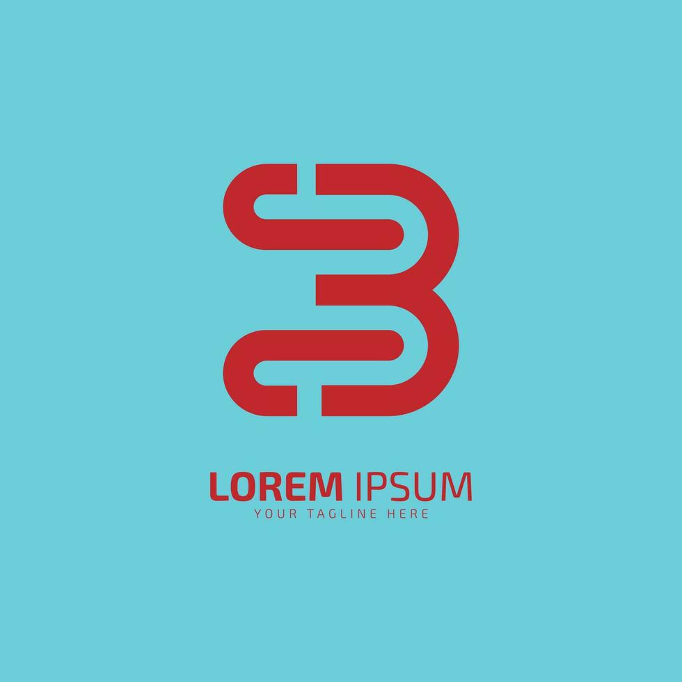 brev 3 minimal abstrakt och linjekonst logotyp ikon vektor tre design