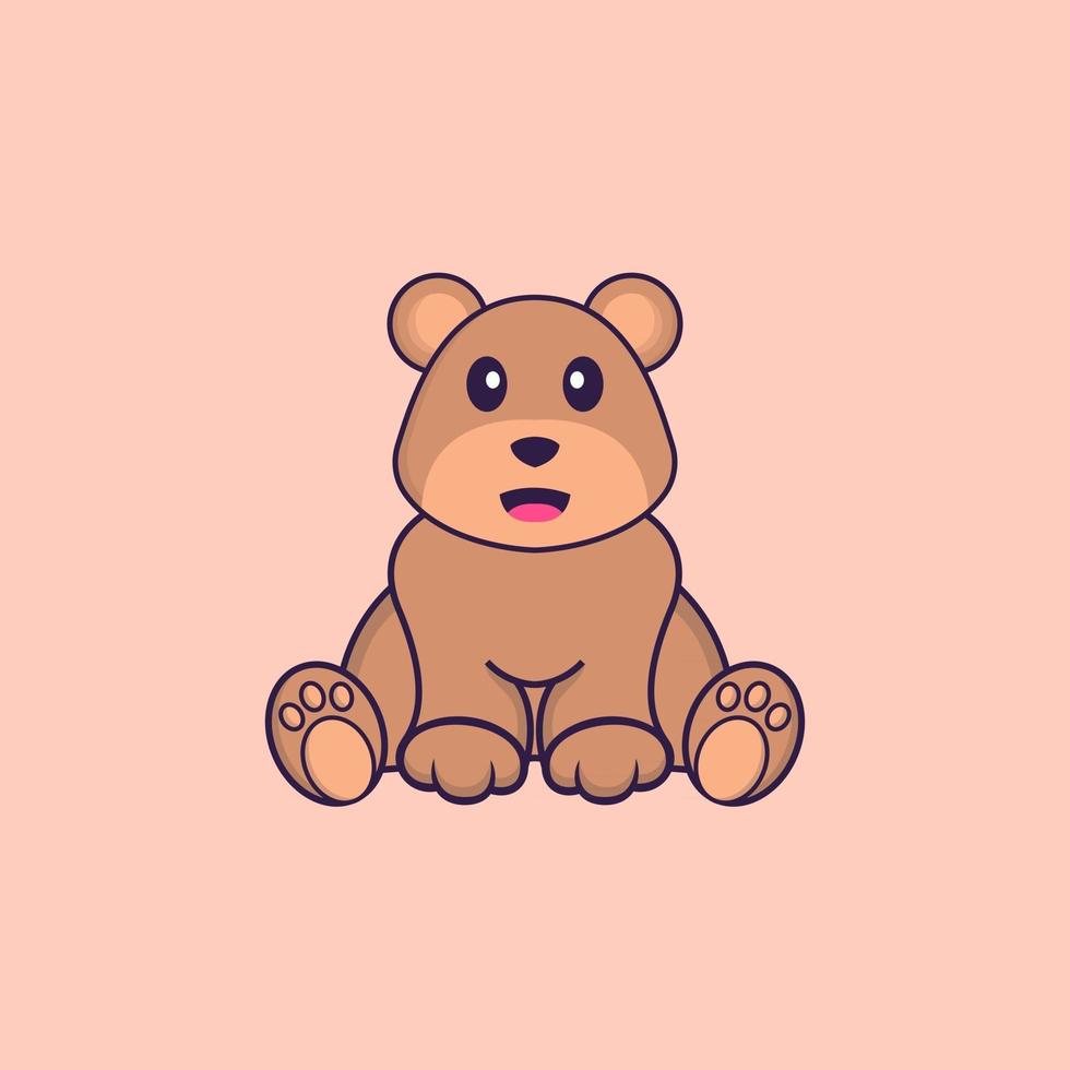 söt björn sitter. djur tecknad koncept isolerad. kan användas för t-shirt, gratulationskort, inbjudningskort eller maskot. platt tecknad stil vektor