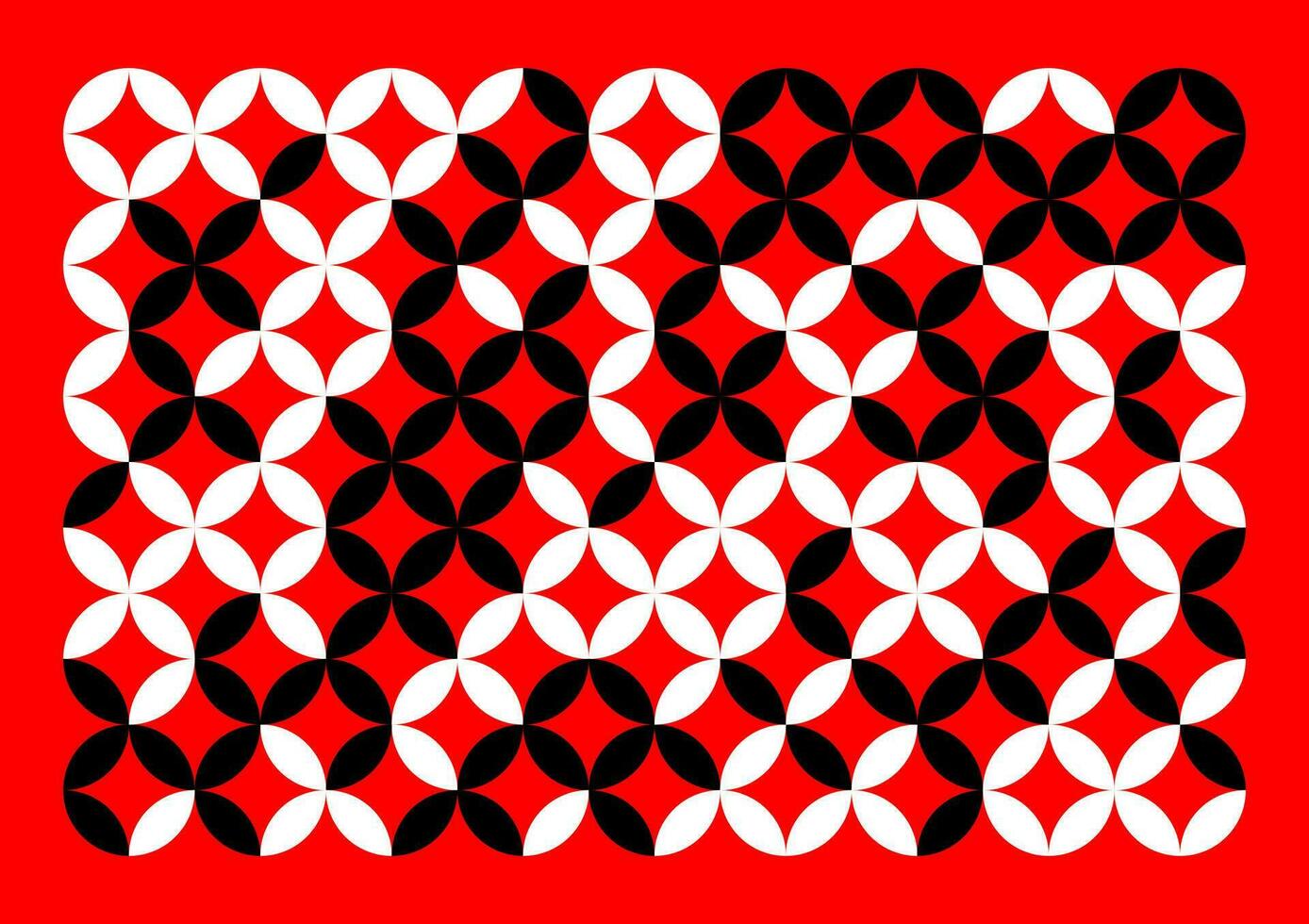 bauhaus svart geometrisk abstrakt cirkel vit diamant mönster modern stil röd bakgrund vektor