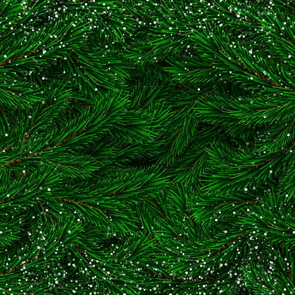 Tanne Ast mit Schneeflocken Hintergrund Design. Weihnachten Dekoration Element. Grün bunt Kiefer Muster. Neu Jahr Baum Geäst Hintergrund. Vektor Illustration