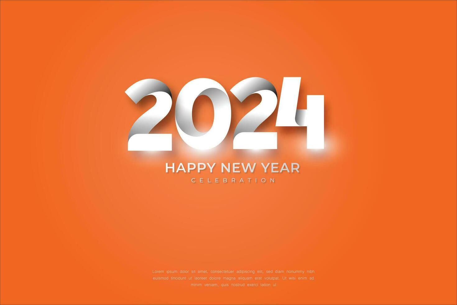 enkel och rena design Lycklig ny år 2024. orange bakgrund för banderoller, posters eller kalender. vektor